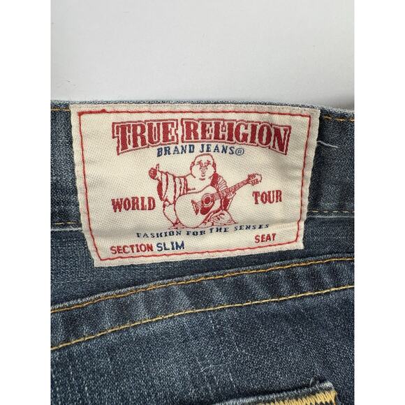 True Religion Jeans Men's Size 42 Slim Fit Wear On Back Pocket - Picture 6 of 7